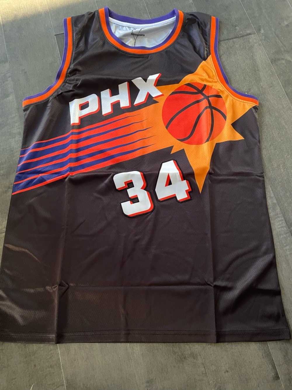 Phoenix Suns #34 Charles Barkley black Orange Jersey size L